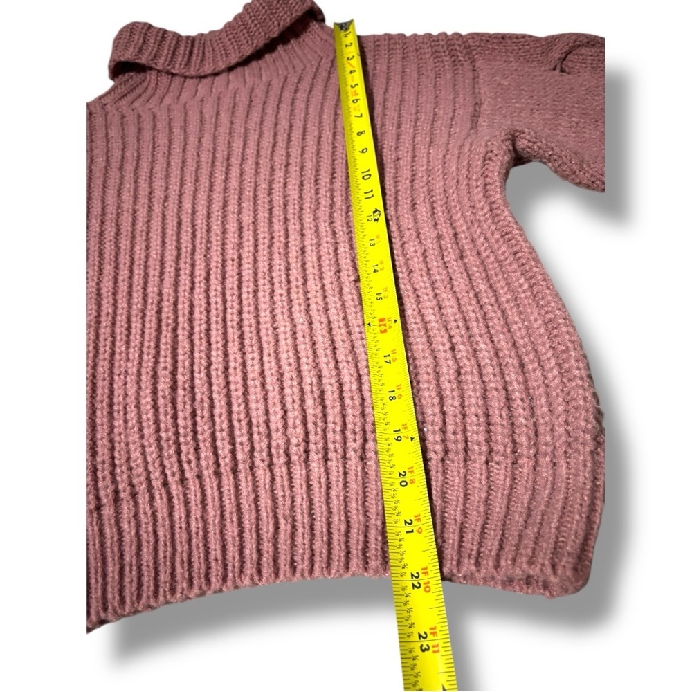 Vigoss Cozy Dusty Rose Rollover Knit Braided Sleeve Detail Turtleneck Sweater - Picture 12 of 16